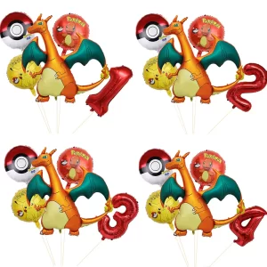 Pokemon Birthday Decoration Balloon Set 3D Foil Balloon Charizard 32-inch Red Balloon Birthday Gift Party Decoration Baby Shower